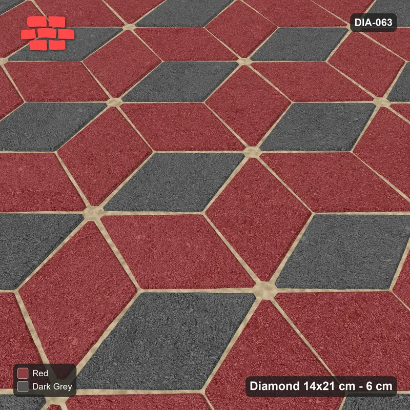 Interlock (Pasco) 14x21 cm · DIA-063 · Tumbling cubes, 3-tone 15 deg - edge to edge · Side view