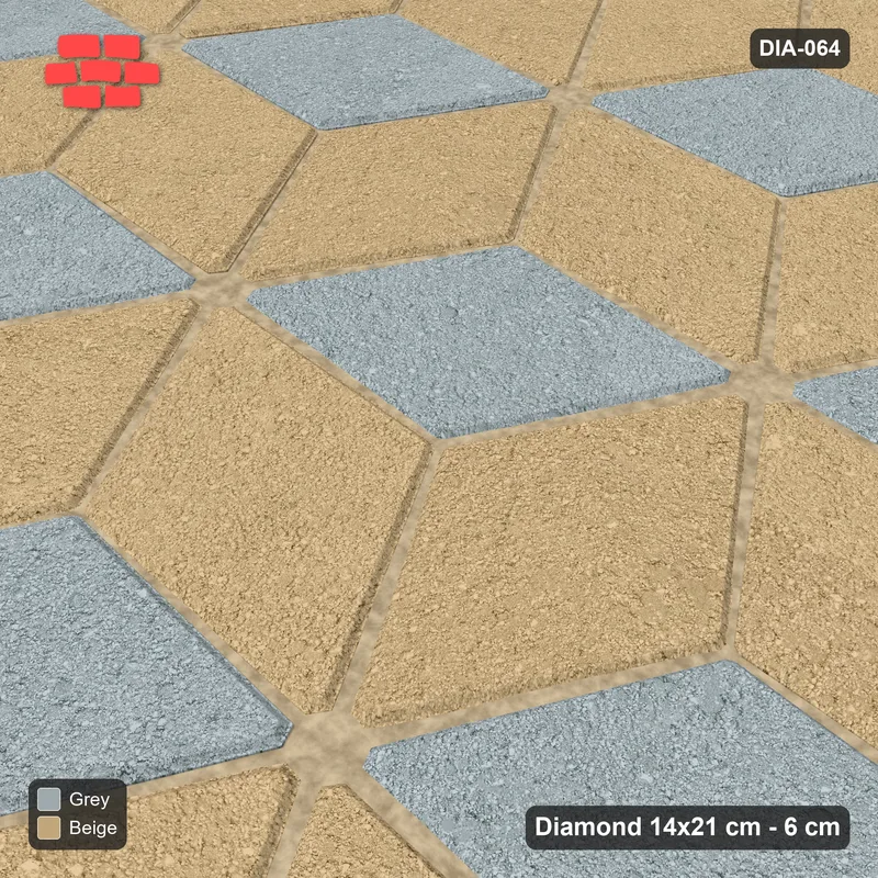 Interlock (Pasco) 14x21 cm · DIA-064 · Tumbling cubes, 3-tone 90 deg - kerb frame · Side view