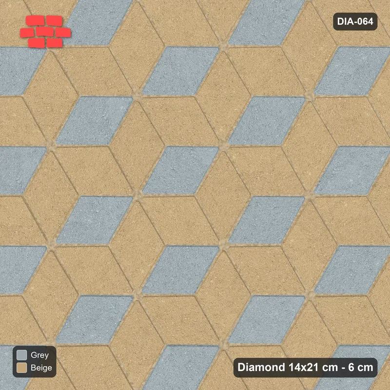 Interlock (Pasco) 14x21 cm · DIA-064 · Tumbling cubes, 3-tone 90 deg - kerb frame · Top view