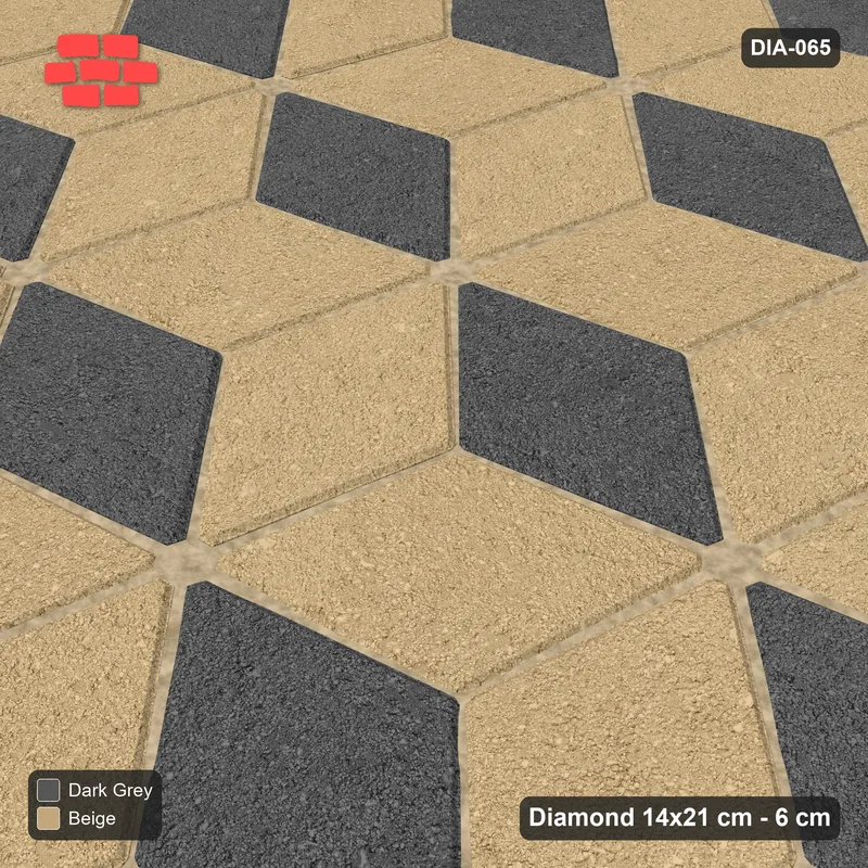 Interlock (Pasco) 14x21 cm · DIA-065 · Tumbling cubes, 3-tone 165 deg - kerb frame · Side view