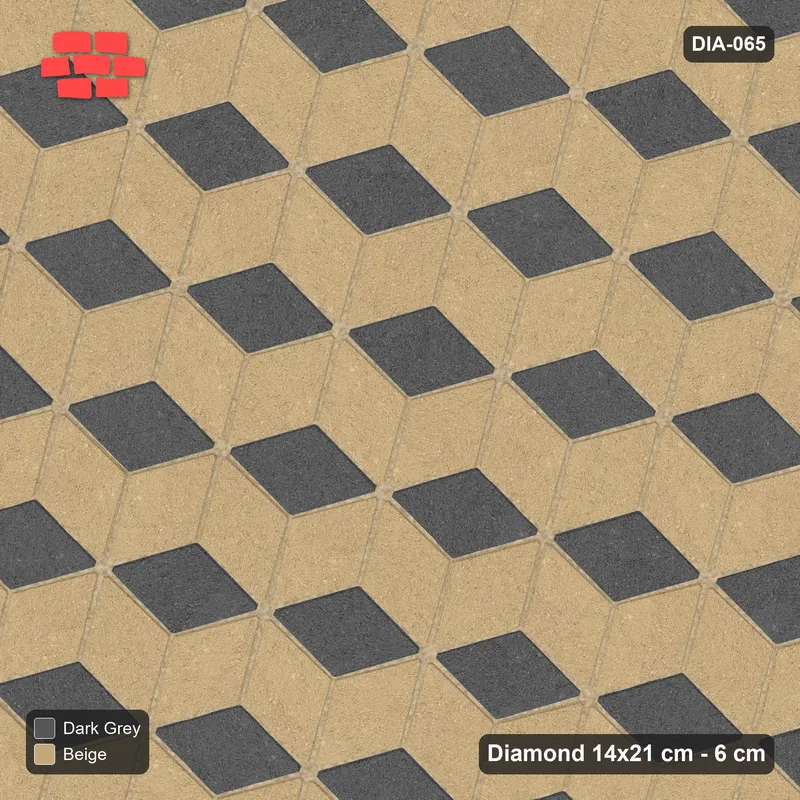 Interlock (Pasco) 14x21 cm · DIA-065 · Tumbling cubes, 3-tone 165 deg - kerb frame · Top view