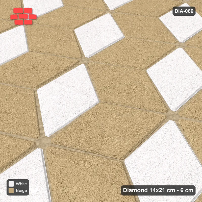 Interlock (Pasco) 14x21 cm · DIA-066 · Tumbling cubes, 3-tone 60 deg - kerb frame · Side view