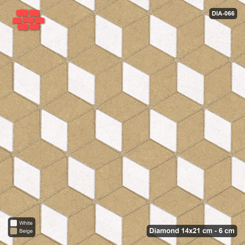 Interlock (Pasco) 14x21 cm · DIA-066 · Tumbling cubes, 3-tone 60 deg - kerb frame · Top view