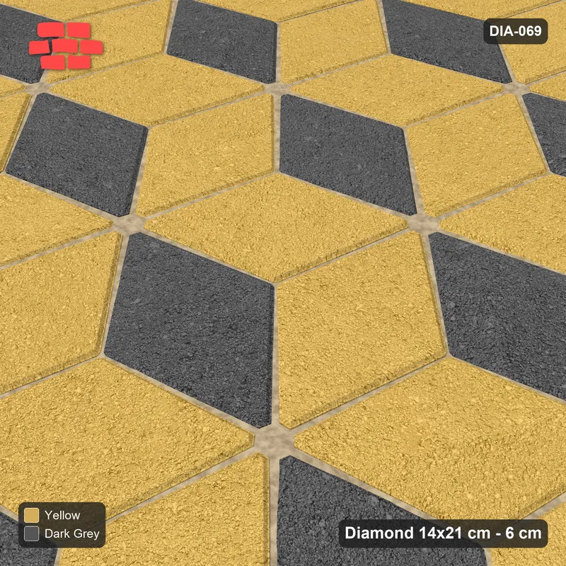 Interlock (Pasco) 14x21 cm · DIA-069 · Tumbling cubes, 3-tone 105 deg - kerb frame · Side view