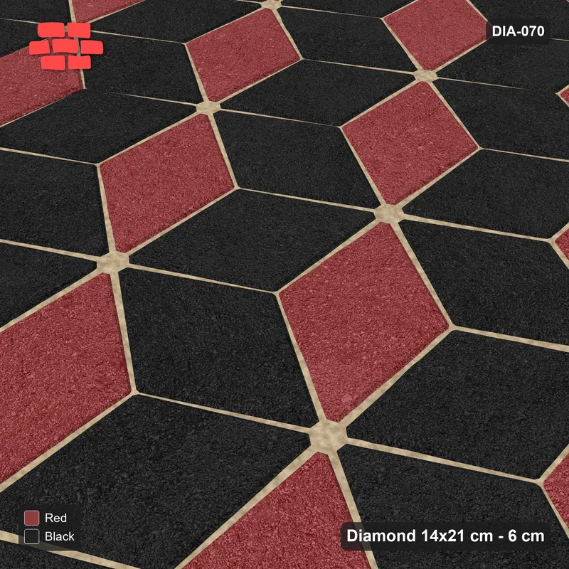 Interlock (Pasco) 14x21 cm · DIA-070 · Tumbling cubes, 3-tone 0 deg - kerb frame · Side view