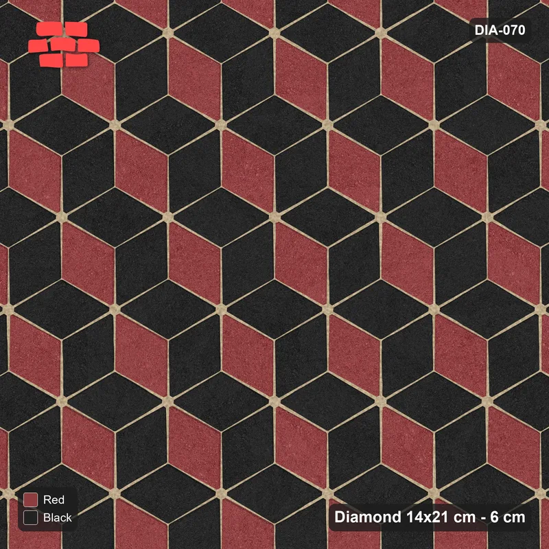 Interlock (Pasco) 14x21 cm · DIA-070 · Tumbling cubes, 3-tone 0 deg - kerb frame · Top view