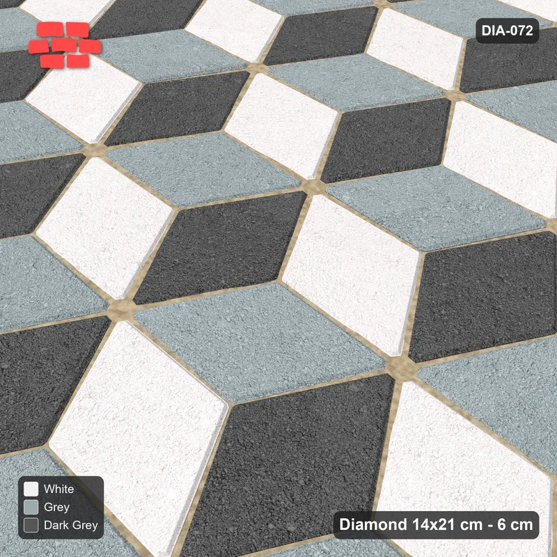 Interlock (Pasco) 14x21 cm · DIA-072 · Tumbling cubes, 3-tone 150 deg - kerb frame · Side view