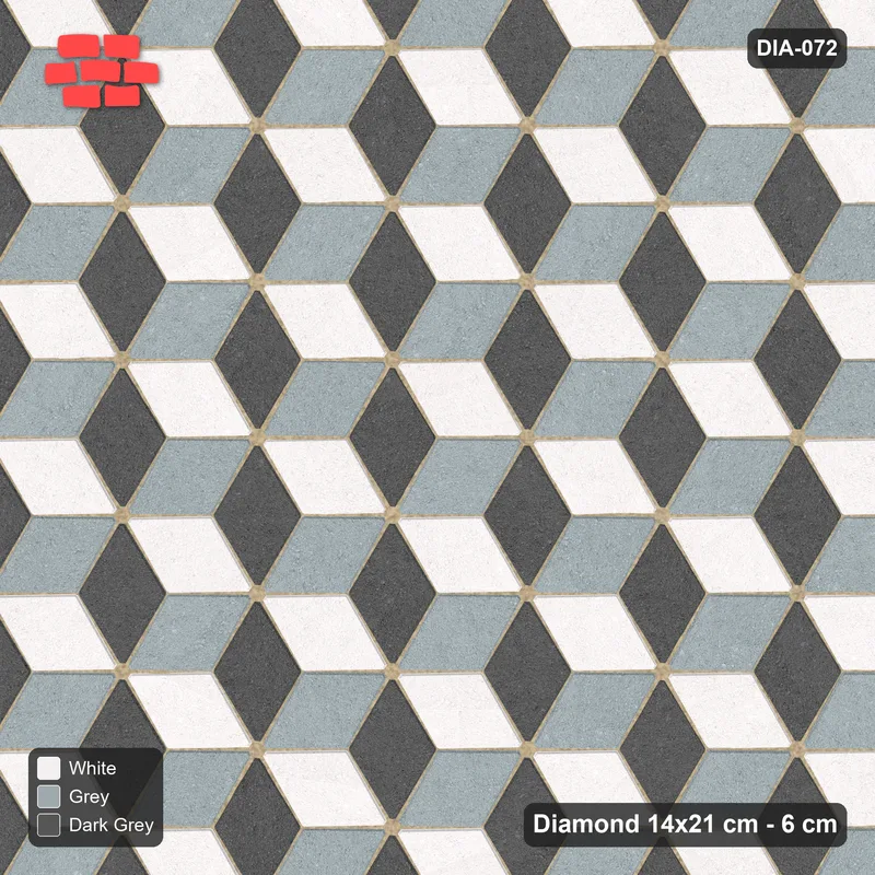 Interlock (Pasco) 14x21 cm · DIA-072 · Tumbling cubes, 3-tone 150 deg - kerb frame · Top view