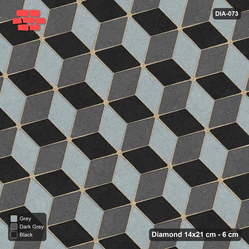 Interlock (Pasco) 14x21 cm · DIA-073 · Tumbling cubes, 3-tone 45 deg - kerb frame · Top view