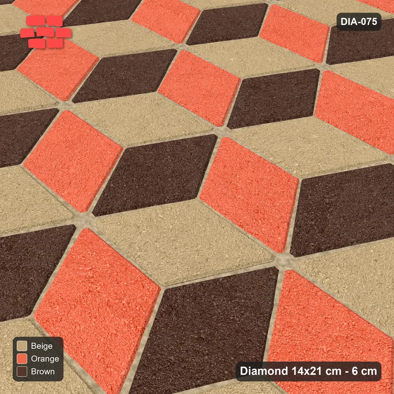 Interlock (Pasco) 14x21 cm · DIA-075 · Tumbling cubes, 3-tone 30 deg - edge to edge · Side view