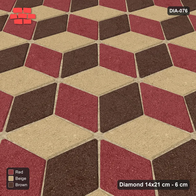 Interlock (Pasco) 14x21 cm · DIA-076 · Tumbling cubes, 3-tone 105 deg - kerb frame · Side view