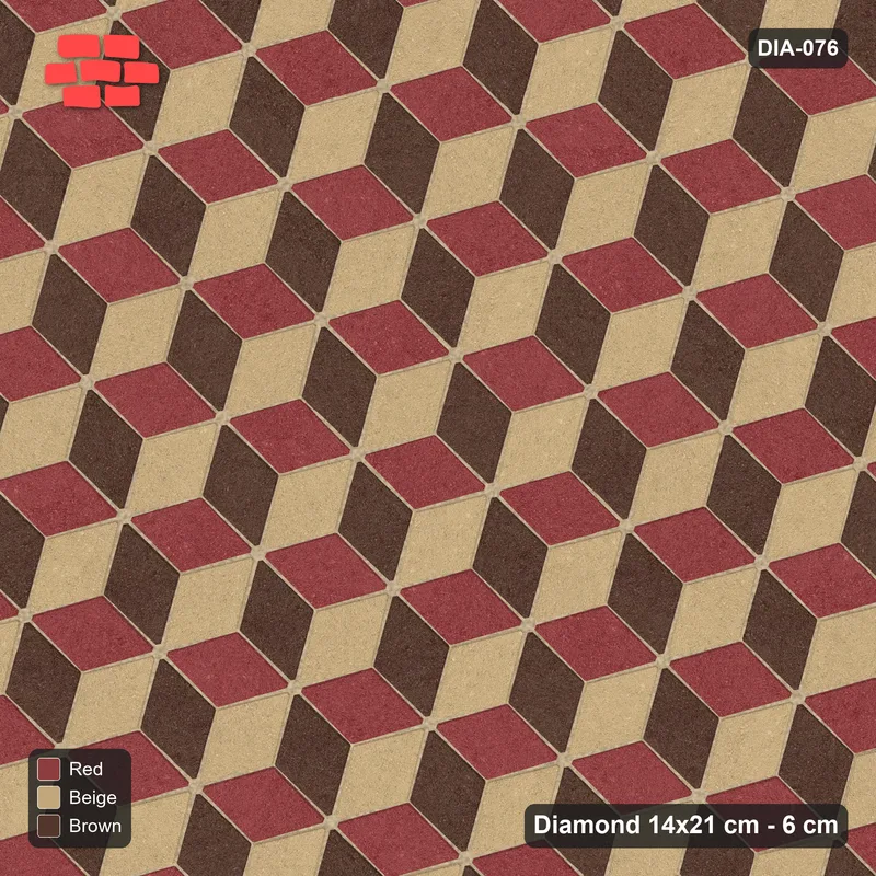 Interlock (Pasco) 14x21 cm · DIA-076 · Tumbling cubes, 3-tone 105 deg - kerb frame · Top view