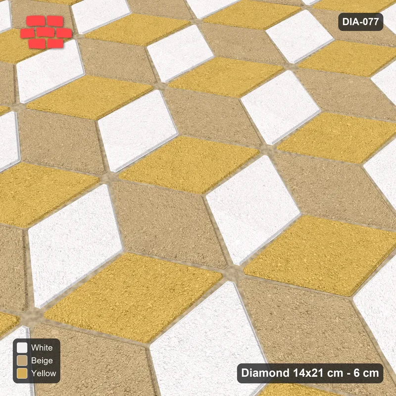 Interlock (Pasco) 14x21 cm · DIA-077 · Tumbling cubes, 3-tone 0 deg - kerb frame · Side view