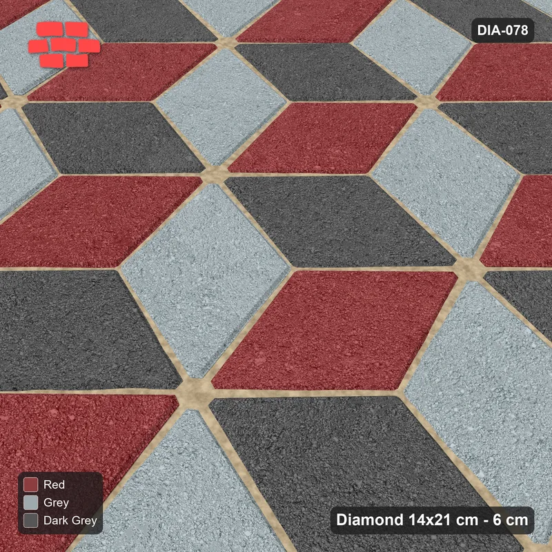 Interlock (Pasco) 14x21 cm · DIA-078 · Tumbling cubes, 3-tone 75 deg - kerb frame · Side view