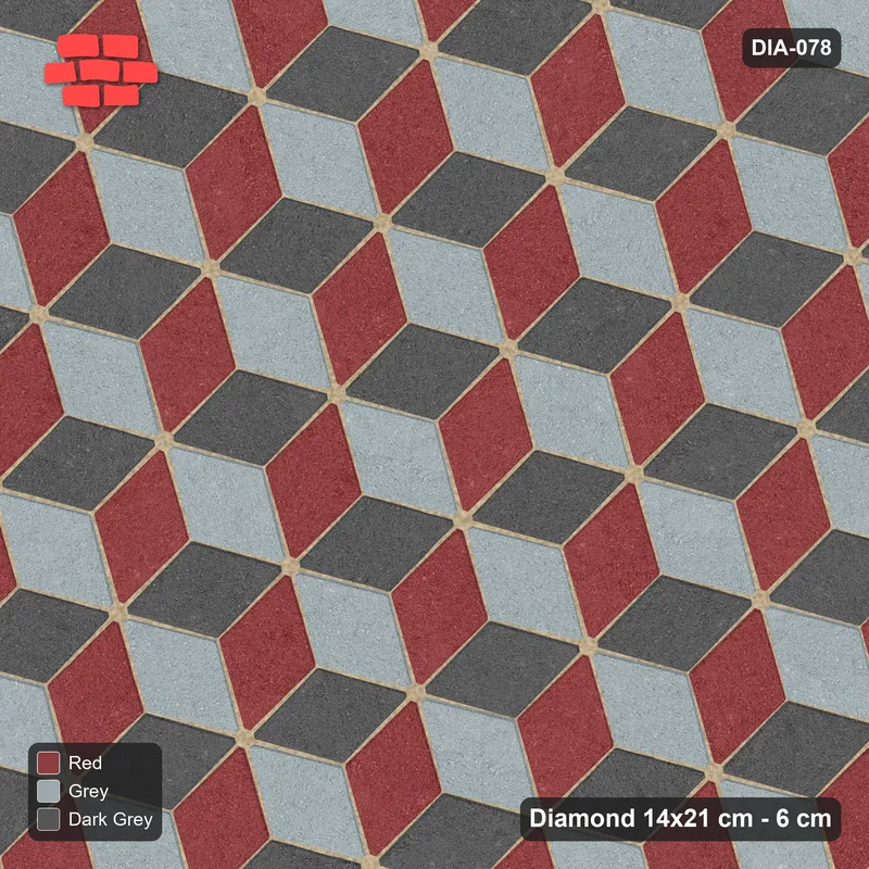 Interlock (Pasco) 14x21 cm · DIA-078 · Tumbling cubes, 3-tone 75 deg - kerb frame · Top view