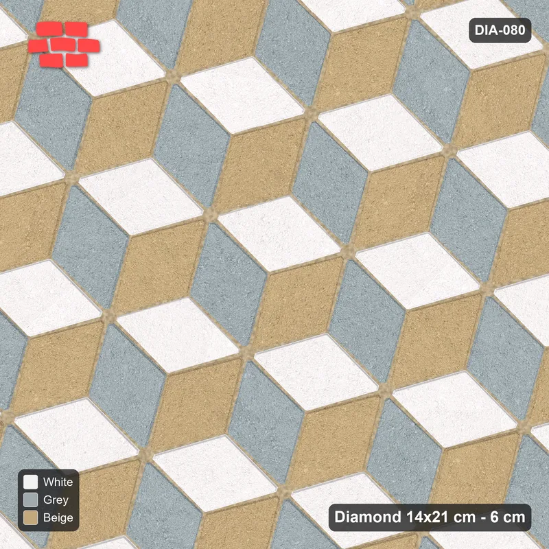 Interlock (Pasco) 14x21 cm · DIA-080 · Tumbling cubes, 3-tone 45 deg - kerb frame · Top view