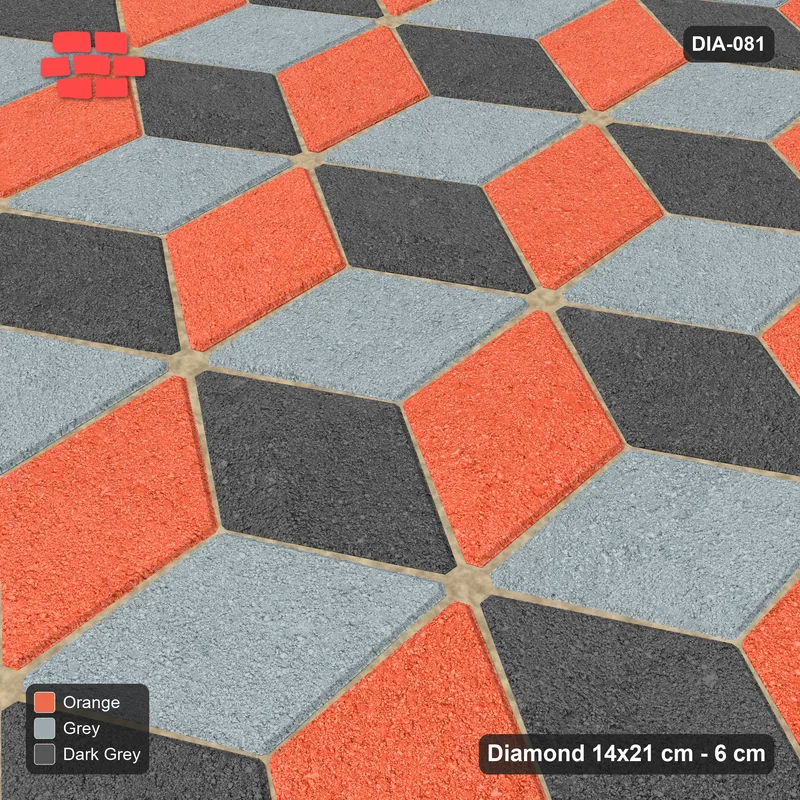 Interlock (Pasco) 14x21 cm · DIA-081 · Tumbling cubes, 3-tone 120 deg - kerb frame · Side view