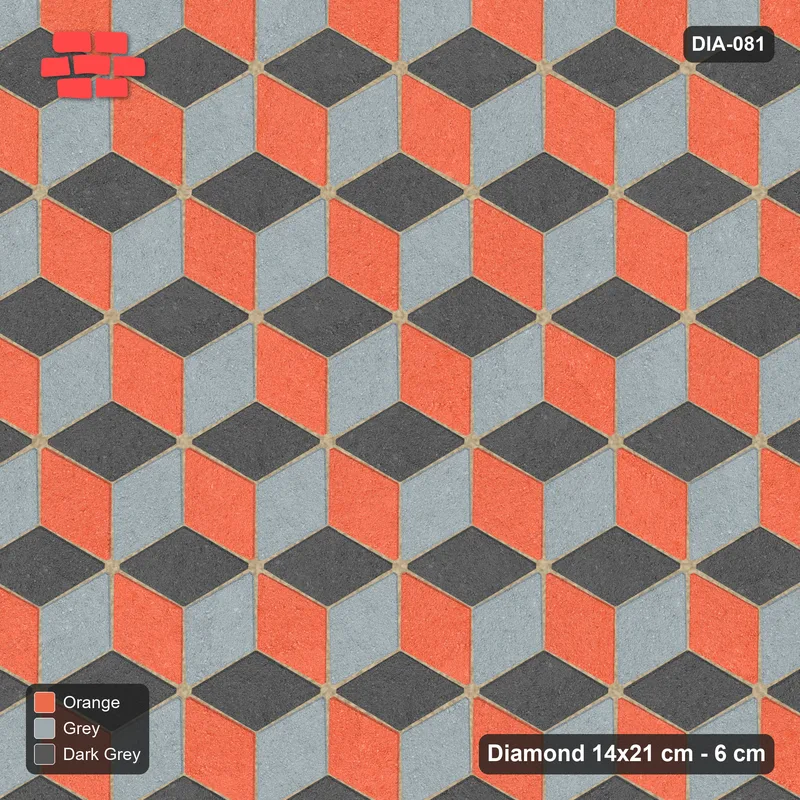Interlock (Pasco) 14x21 cm · DIA-081 · Tumbling cubes, 3-tone 120 deg - kerb frame · Top view
