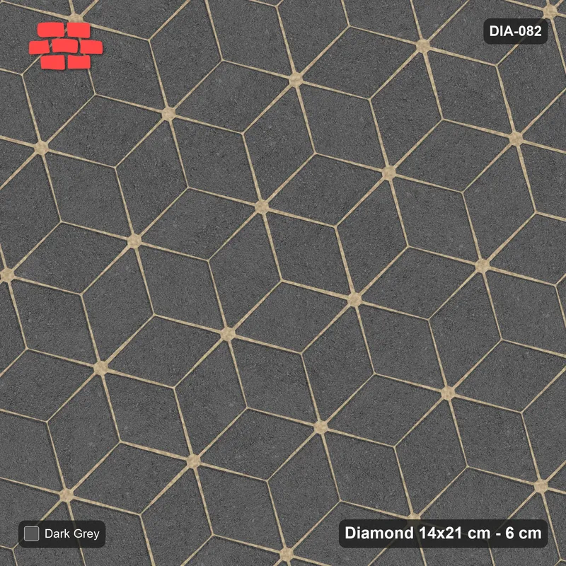 Interlock (Pasco) 14x21 cm · DIA-082 · Single-tone rhombus lattice 15 deg - edge to edge · Top view