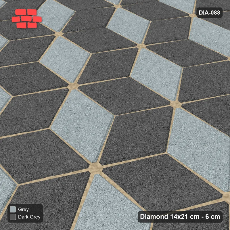 Interlock (Pasco) 14x21 cm · DIA-083 · Tumbling cubes, 3-tone 90 deg - edge to edge · Side view