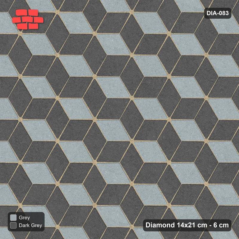 Interlock (Pasco) 14x21 cm · DIA-083 · Tumbling cubes, 3-tone 90 deg - edge to edge · Top view
