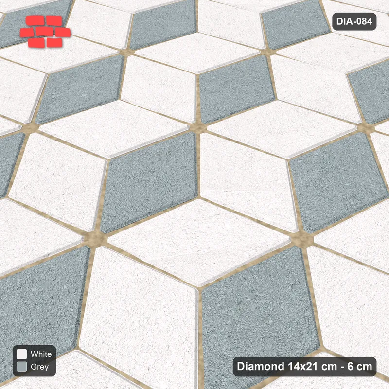 Interlock (Pasco) 14x21 cm · DIA-084 · Tumbling cubes, 3-tone 165 deg - kerb frame · Side view