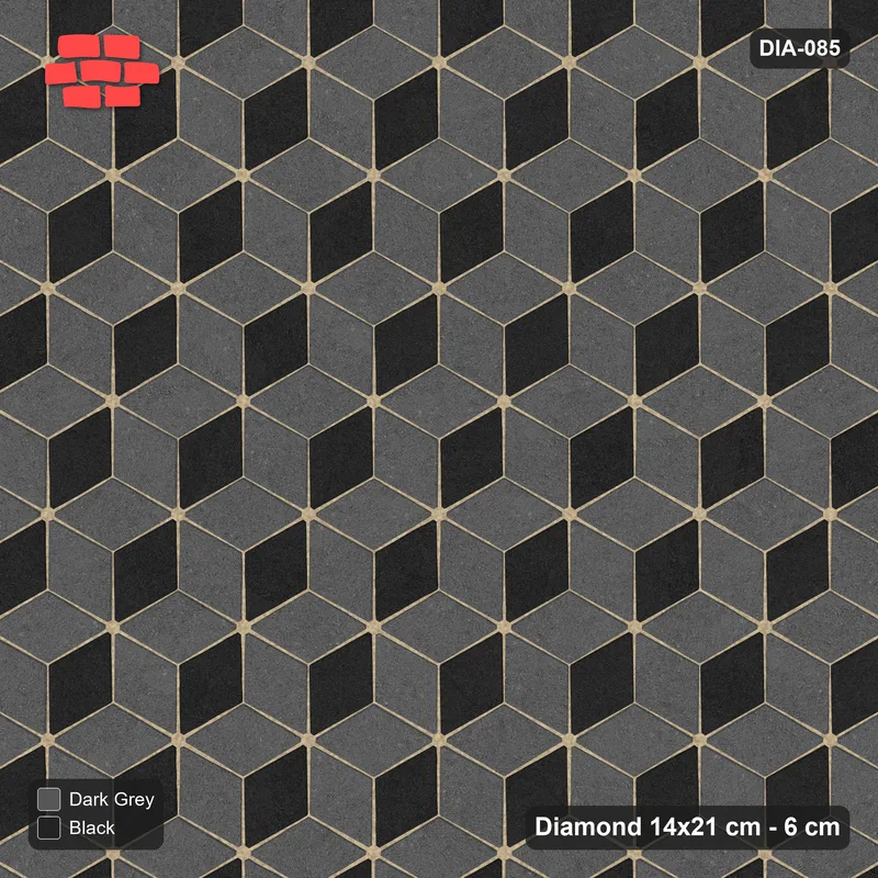 Interlock (Pasco) 14x21 cm · DIA-085 · Tumbling cubes, 3-tone 60 deg - kerb frame · Top view