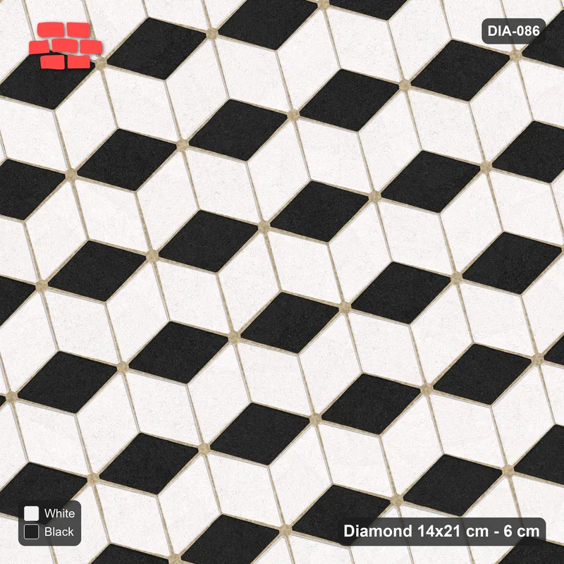 Interlock (Pasco) 14x21 cm · DIA-086 · Tumbling cubes, 3-tone 135 deg - kerb frame · Top view