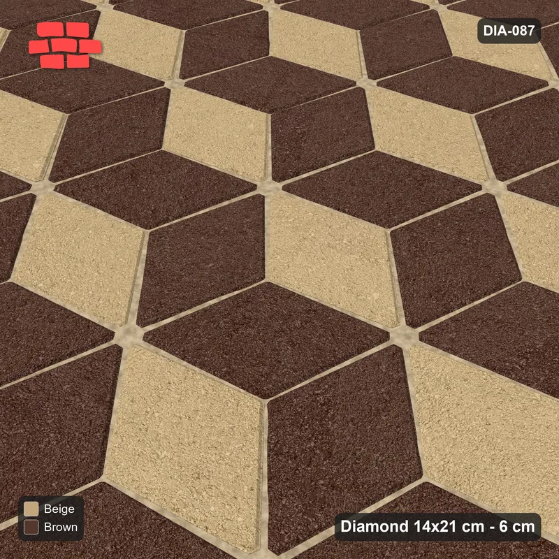 Interlock (Pasco) 14x21 cm · DIA-087 · Tumbling cubes, 3-tone 45 deg - edge to edge · Side view