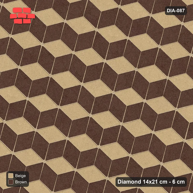 Interlock (Pasco) 14x21 cm · DIA-087 · Tumbling cubes, 3-tone 45 deg - edge to edge · Top view