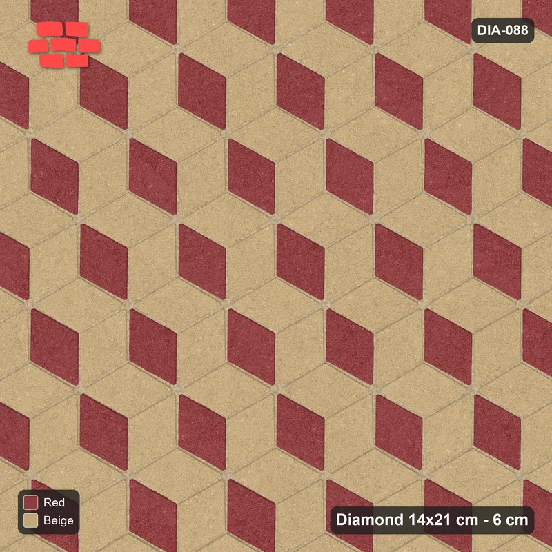 Interlock (Pasco) 14x21 cm · DIA-088 · Tumbling cubes, 3-tone 120 deg - kerb frame · Top view