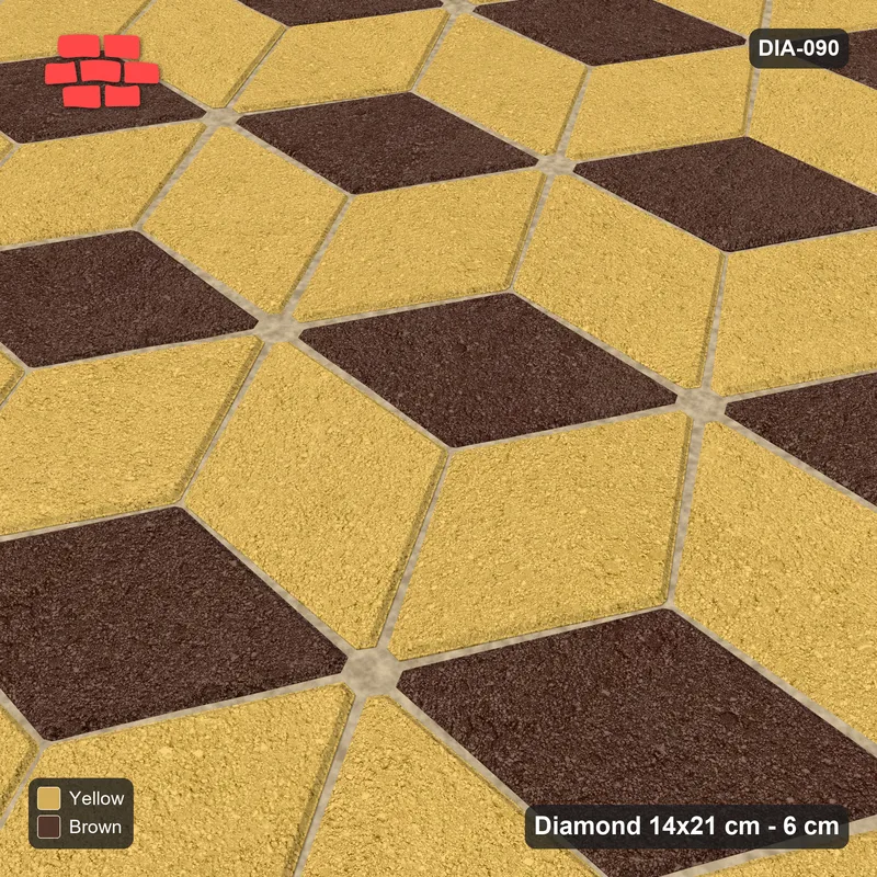 Interlock (Pasco) 14x21 cm · DIA-090 · Tumbling cubes, 3-tone 90 deg - kerb frame · Side view
