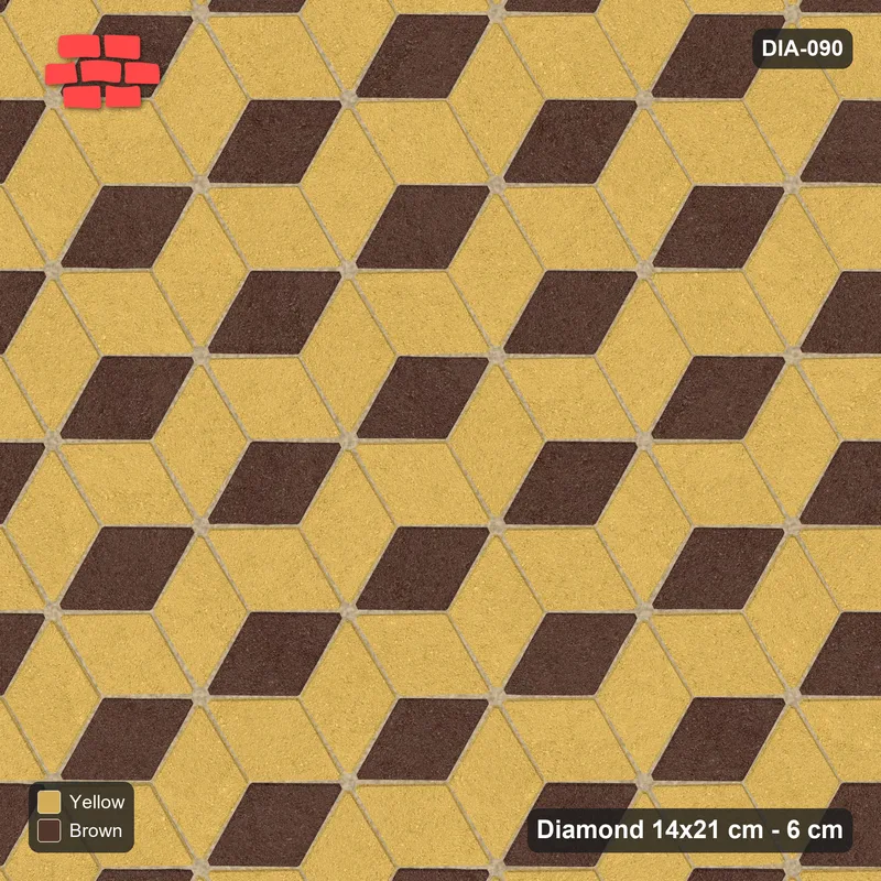 Interlock (Pasco) 14x21 cm · DIA-090 · Tumbling cubes, 3-tone 90 deg - kerb frame · Top view