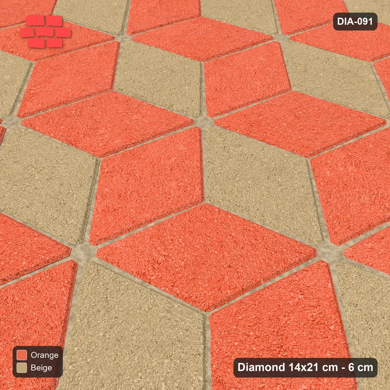 Interlock (Pasco) 14x21 cm · DIA-091 · Tumbling cubes, 3-tone 165 deg - edge to edge · Side view
