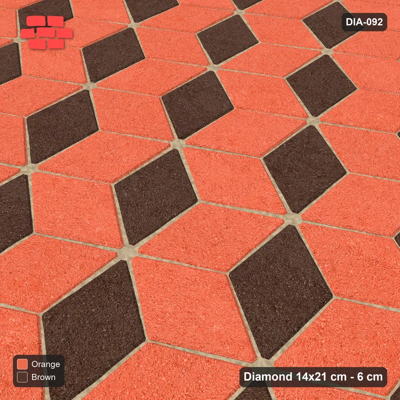 Interlock (Pasco) 14x21 cm · DIA-092 · Tumbling cubes, 3-tone 60 deg - kerb frame · Side view
