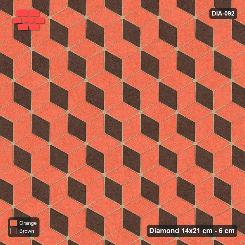 Interlock (Pasco) 14x21 cm · DIA-092 · Tumbling cubes, 3-tone 60 deg - kerb frame · Top view