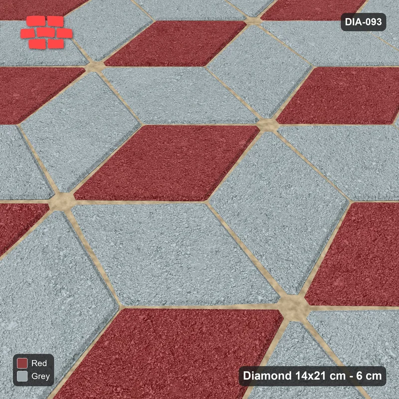Interlock (Pasco) 14x21 cm · DIA-093 · Tumbling cubes, 3-tone 135 deg - kerb frame · Side view