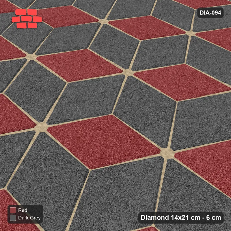 Interlock (Pasco) 14x21 cm · DIA-094 · Tumbling cubes, 3-tone 30 deg - kerb frame · Side view