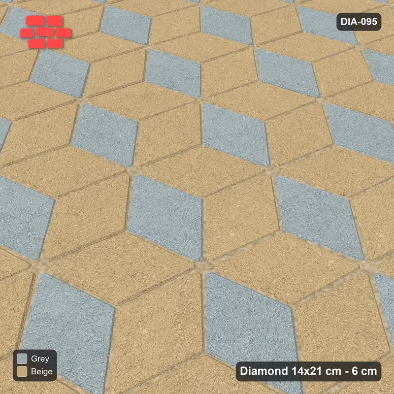 Interlock (Pasco) 14x21 cm · DIA-095 · Tumbling cubes, 3-tone 105 deg - edge to edge · Side view