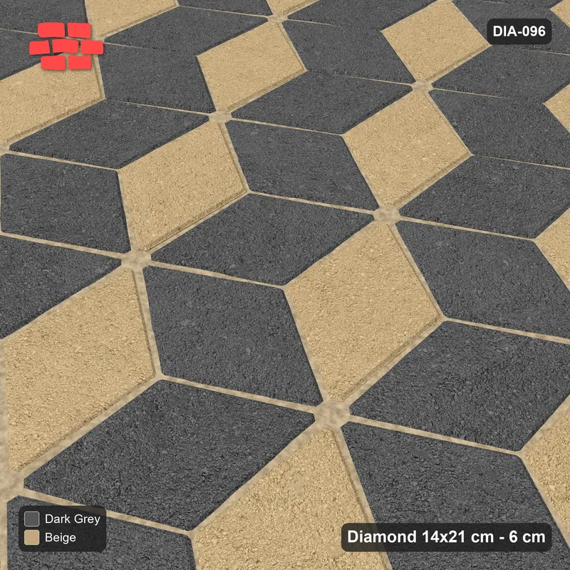Interlock (Pasco) 14x21 cm · DIA-096 · Tumbling cubes, 3-tone 0 deg - edge to edge · Side view