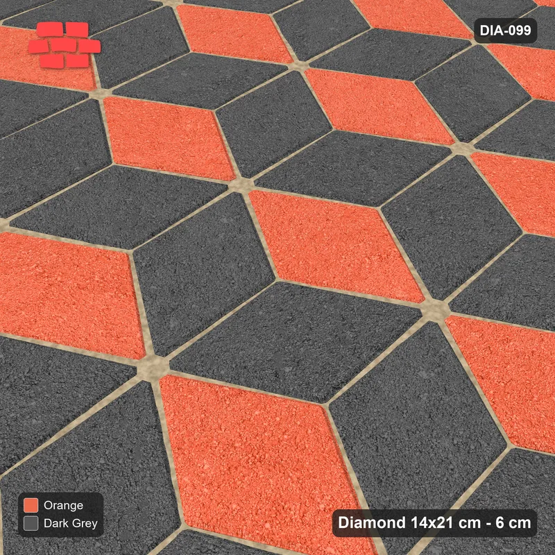 Interlock (Pasco) 14x21 cm · DIA-099 · Tumbling cubes, 3-tone 60 deg - edge to edge · Side view