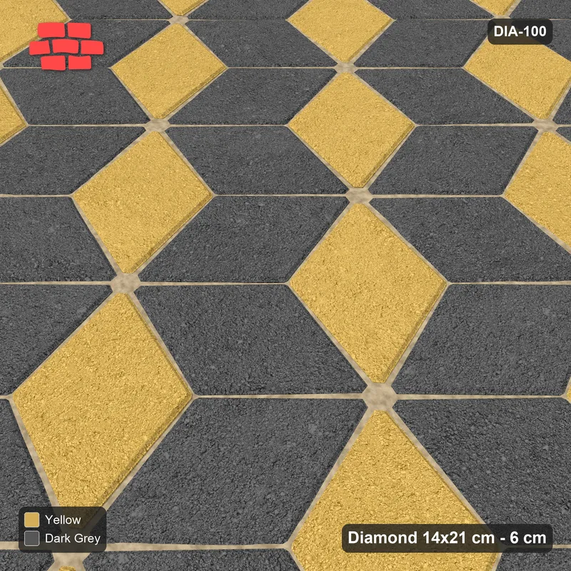 Interlock (Pasco) 14x21 cm · DIA-100 · Tumbling cubes, 3-tone 135 deg - kerb frame · Side view