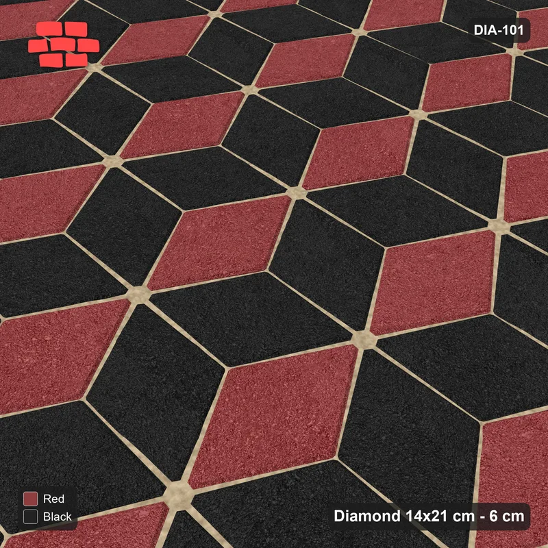 Interlock (Pasco) 14x21 cm · DIA-101 · Tumbling cubes, 3-tone 30 deg - kerb frame · Side view