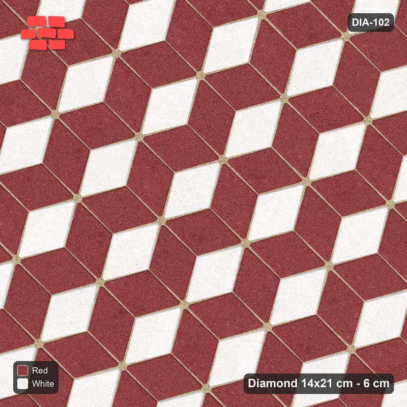 Interlock (Pasco) 14x21 cm · DIA-102 · Tumbling cubes, 3-tone 105 deg - kerb frame · Top view
