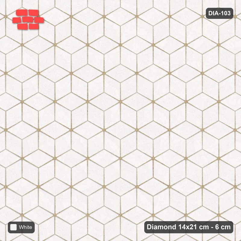 Interlock (Pasco) 14x21 cm · DIA-103 · Single-tone rhombus lattice 0 deg - edge to edge · Top view