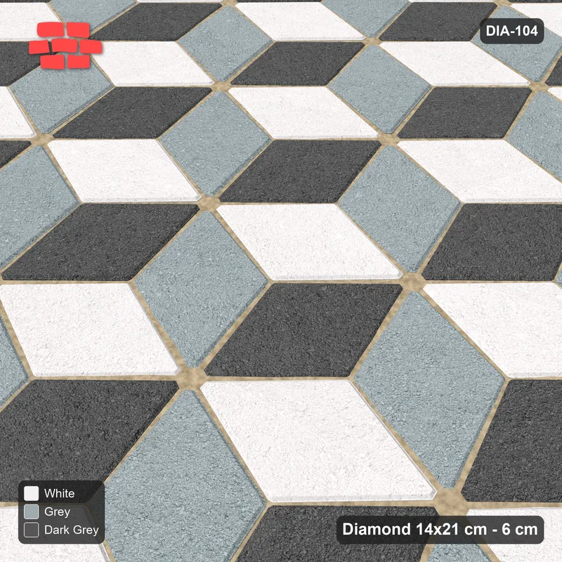 Interlock (Pasco) 14x21 cm · DIA-104 · Tumbling cubes, 3-tone 75 deg - edge to edge · Side view