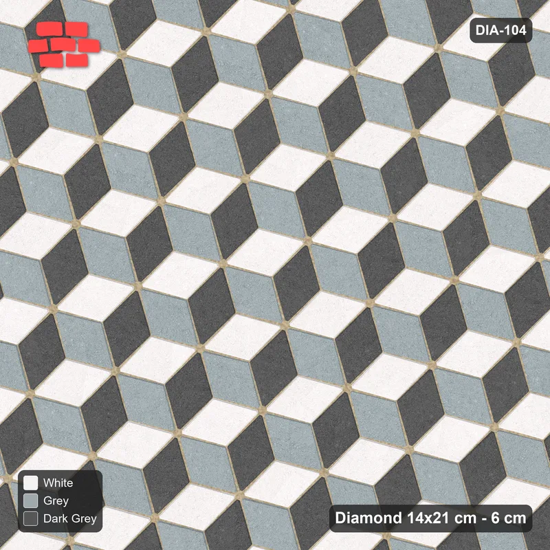 Interlock (Pasco) 14x21 cm · DIA-104 · Tumbling cubes, 3-tone 75 deg - edge to edge · Top view