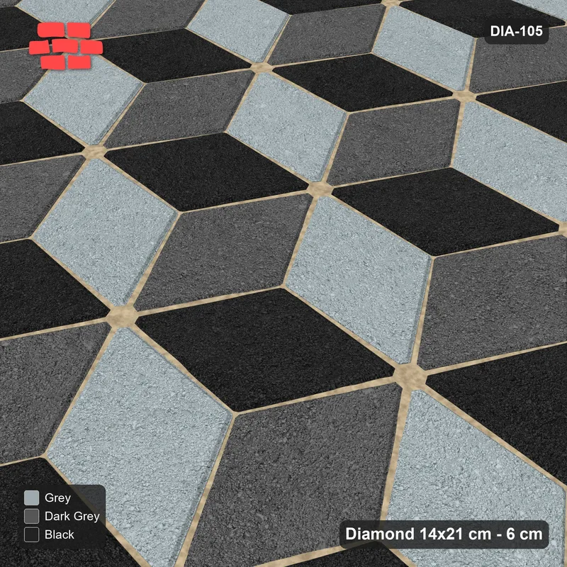 Interlock (Pasco) 14x21 cm · DIA-105 · Tumbling cubes, 3-tone 150 deg - kerb frame · Side view