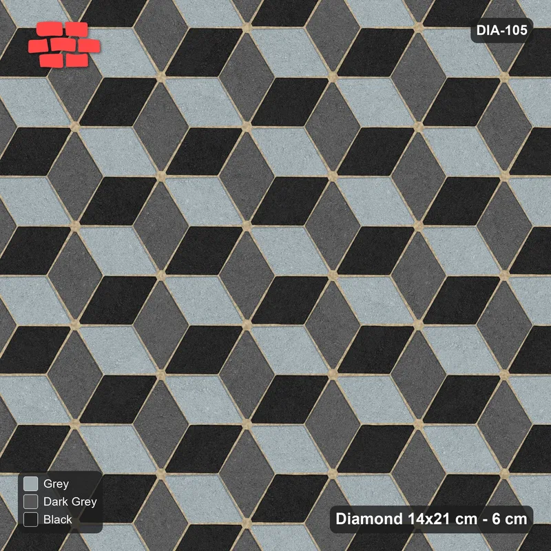 Interlock (Pasco) 14x21 cm · DIA-105 · Tumbling cubes, 3-tone 150 deg - kerb frame · Top view