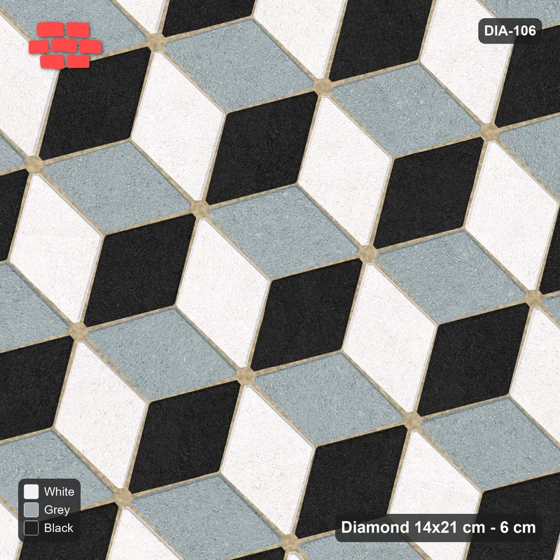 Interlock (Pasco) 14x21 cm · DIA-106 · Tumbling cubes, 3-tone 45 deg - kerb frame · Top view